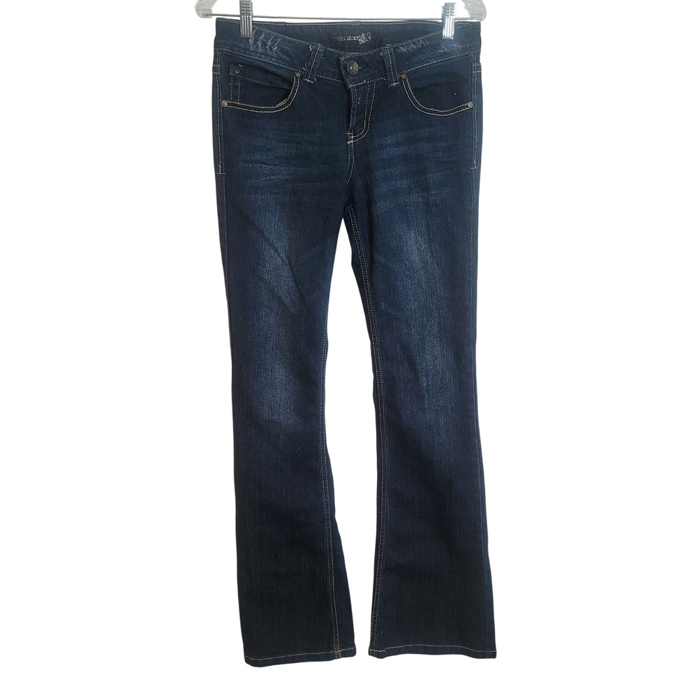 Paris Blues Womens Dark Wash Denim Bootcut Jeans Size 11 Low Rise Stretch Y2K